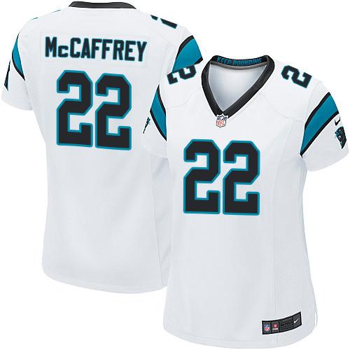 Nike Panthers #22 Christian McCaffrey White Women's Stitched NFL Elite Jersey